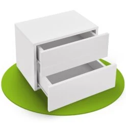 Juskys Nachttisch Hängend Holz 40x29x30 Cm - 2 Schubladen Wandmontage - Nachtschrank Weiß Hochglanz