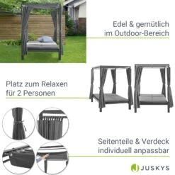 Juskys Doppel Loungebett Kreta - Sonnenliege Für 2 Personen - Dach & Lehne Verstellbar - Liege Grau -OUTSUNNY Verkäufe 8600348200 19821 prod 004
