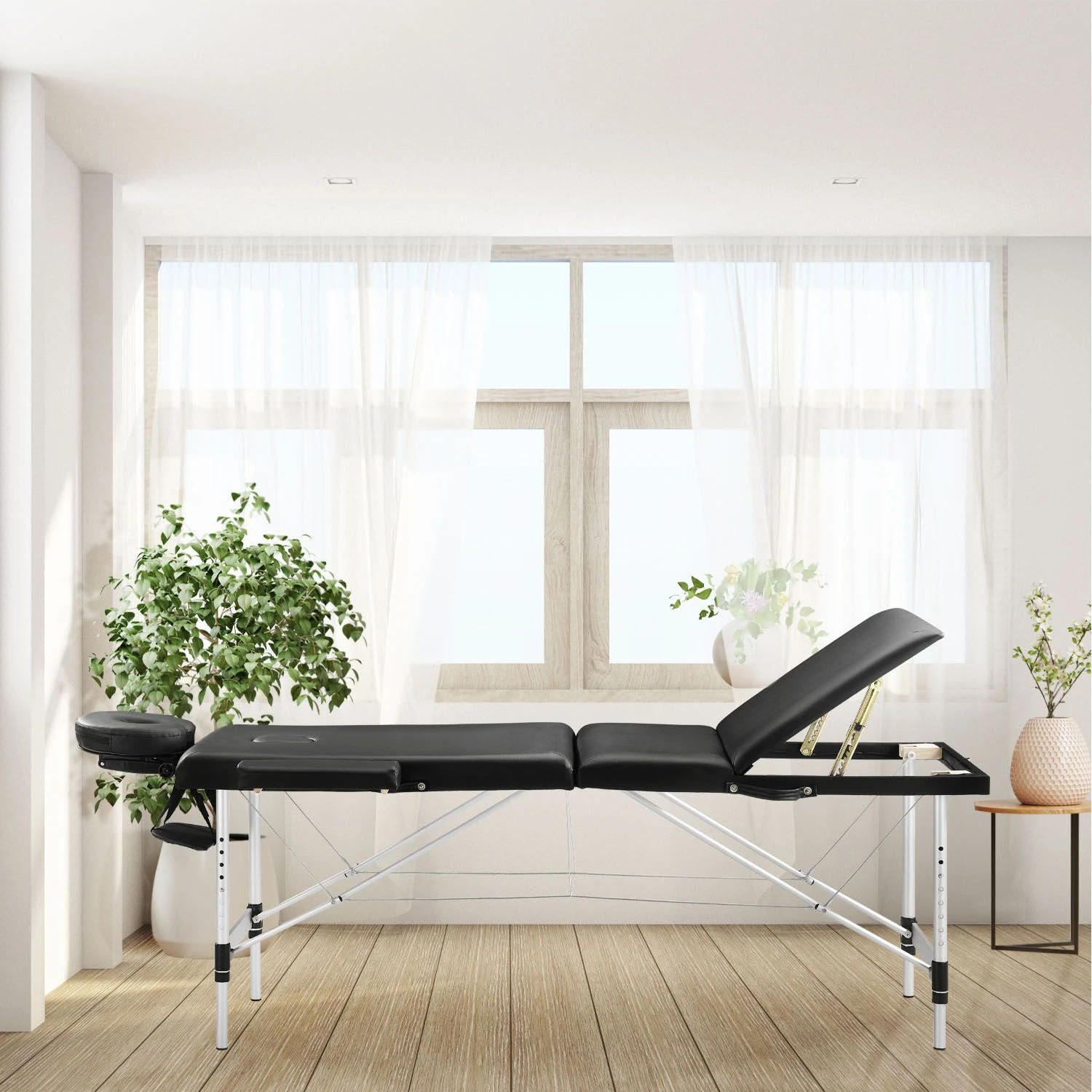 Juskys Massageliege 3 Zonen Klappbar – Aluminium Massagetisch Höhenverstellbar - 180x60 Cm Schwarz 2 Juskys Massageliege 3 Zonen Klappbar – Aluminium Massagetisch Höhenverstellbar - 180x60 Cm Schwarz – Bild 2