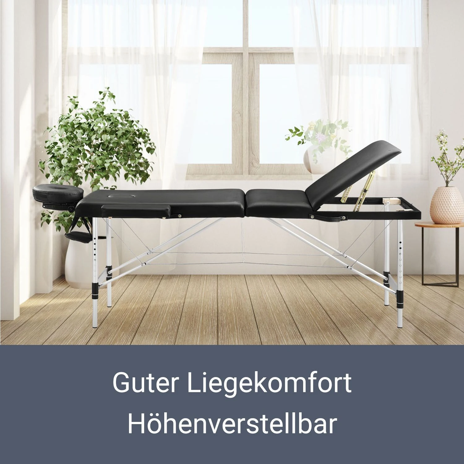 Juskys Massageliege 3 Zonen Klappbar – Aluminium Massagetisch Höhenverstellbar - 180x60 Cm Schwarz 4 Juskys Massageliege 3 Zonen Klappbar – Aluminium Massagetisch Höhenverstellbar - 180x60 Cm Schwarz – Bild 4