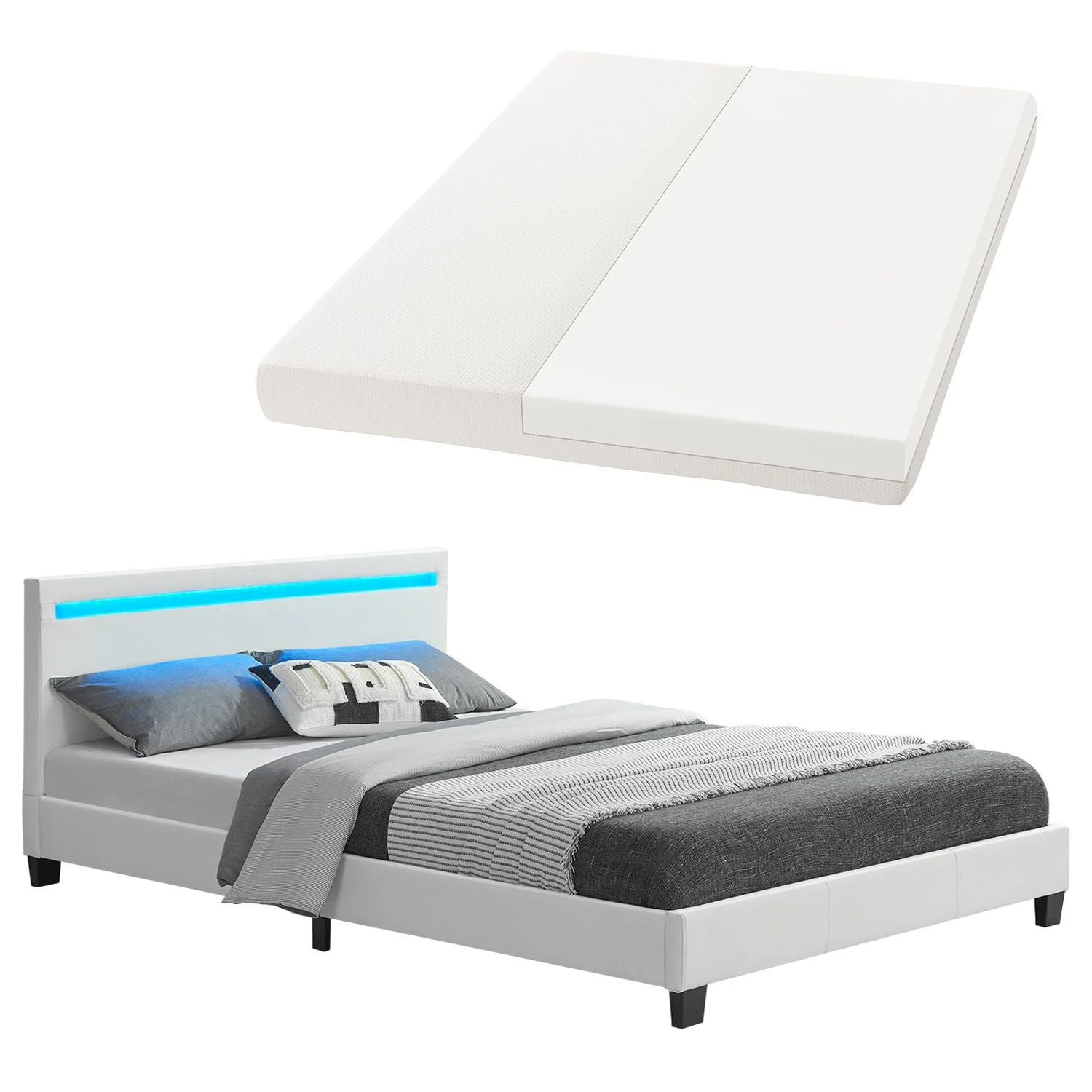 Juskys Polsterbett Paris 140 X 200 Cm Einzelbett In Weiß Mit Kaltschaummatratze 1 Juskys Polsterbett Paris 140 X 200 Cm Einzelbett In Weiß Mit Kaltschaummatratze