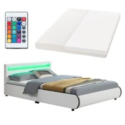 Juskys Polsterbett Sevilla 140 X 200 Cm Weiß Einzelbett Mit Kaltschaummatratze