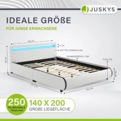 Juskys Polsterbett Sevilla 140 X 200 Cm Weiß Einzelbett Mit Kaltschaummatratze -OUTSUNNY Verkäufe 8600348200 52827700 prod 005