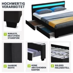 Juskys Polsterbett Lyon 140 X 200 Cm Schwarz Mit Kaltschaummatratze 10 Juskys Polsterbett Lyon 140 X 200 Cm Schwarz Mit Kaltschaummatratze -OUTSUNNY Verkäufe 8600348200 52911884 prod 005