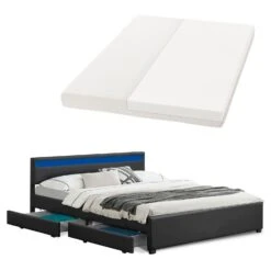 Juskys Polsterbett Lyon 180 X 200 Cm - Schwarz Mit Kaltschaummatratze