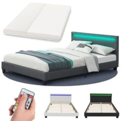 Juskys Polsterbett Paris 140 X 200 Cm Einzelbett In Dunkelgrau Mit Kaltschaummatratze