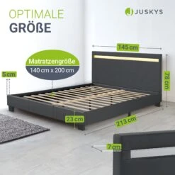 Juskys Polsterbett Paris 140 X 200 Cm Einzelbett In Dunkelgrau Mit Kaltschaummatratze -OUTSUNNY Verkäufe 8600348200 53810939 prod 003