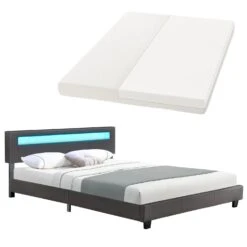 Juskys Polsterbett Paris 160 X 200 Cm Einzelbett Doppelbett In Dunkelgrau Mit Kaltschaummatratze
