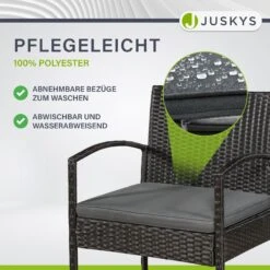 Juskys Polyrattan Balkonmöbel Trinidad Schwarz, 4 Personen - Tisch, Bank, 2 Stühle, Graue Auflagen 10 Juskys Polyrattan Balkonmöbel Trinidad Schwarz, 4 Personen - Tisch, Bank, 2 Stühle, Graue Auflagen -OUTSUNNY Verkäufe 8600348200 55210273 prod 005