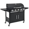 Juskys BBQ Gasgrill Dakota, 5 Brenner Grillwagen Inkl. Deckel, Thermometer Und Abdeckhaube