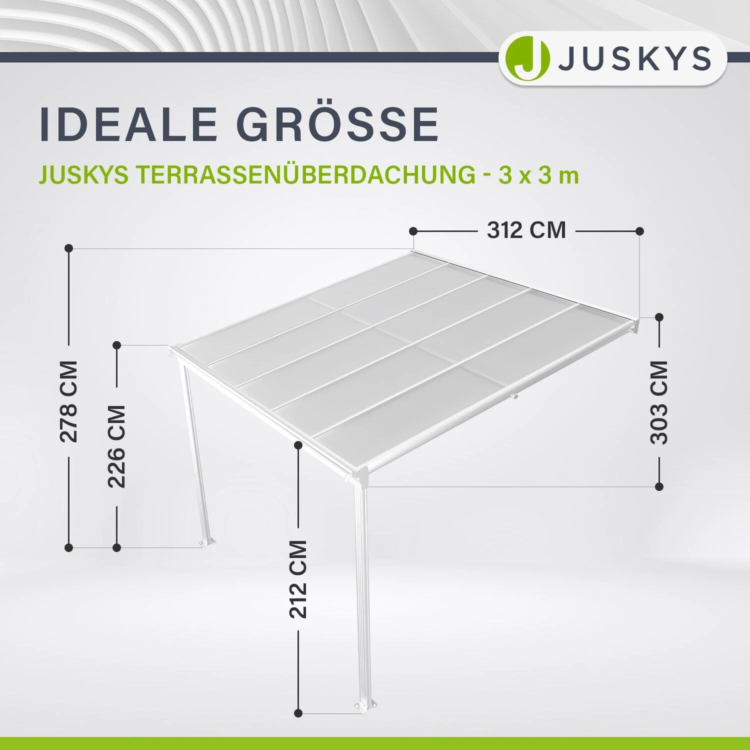 Juskys Terrassendach Borneo 3x3 M Aluminium Mit Doppelstegplatten Terrassenüberdachung Weiß 2 Juskys Terrassendach Borneo 3x3 M Aluminium Mit Doppelstegplatten Terrassenüberdachung Weiß – Bild 2
