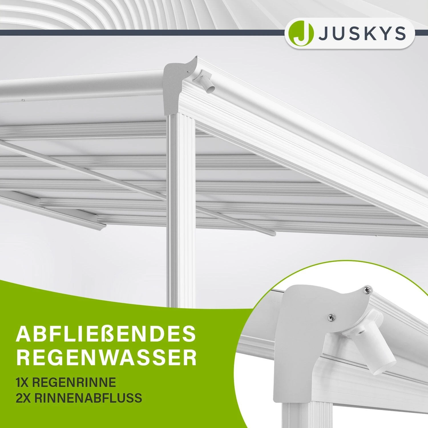 Juskys Terrassendach Borneo 3x3 M Aluminium Mit Doppelstegplatten Terrassenüberdachung Weiß 6 Juskys Terrassendach Borneo 3x3 M Aluminium Mit Doppelstegplatten Terrassenüberdachung Weiß – Bild 6