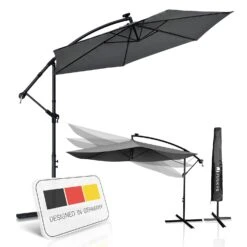 Juskys Ampelschirm Brazil 3 M Kurbel & Ständer – UV-Schutz Wasserabweisend Knickbar Sonnenschirm