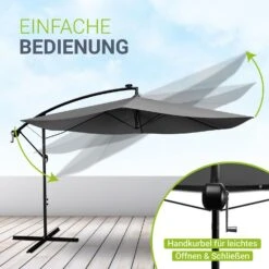 Juskys Ampelschirm Brazil 3 M Kurbel & Ständer – UV-Schutz Wasserabweisend Knickbar Sonnenschirm -OUTSUNNY Verkäufe 8600348200 56037669 prod 003