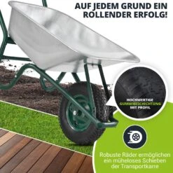 Juskys Schubkarre Garden | 100 Liter Volumen | 210 Kg | Luftreifen Mit Metall Felge | Wanne Verzinkt -OUTSUNNY Verkäufe 8600348200 63981703 prod 005
