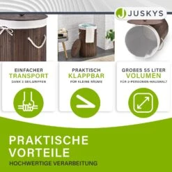 Juskys Bambus Wäschekorb Curly-Round 55 Liter Wäschesammler Mit Deckel, Griff & Wäschesack – Braun 11 Juskys Bambus Wäschekorb Curly-Round 55 Liter Wäschesammler Mit Deckel, Griff & Wäschesack – Braun -OUTSUNNY Verkäufe 8600348200 65260290 prod 006