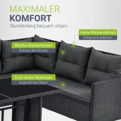 Juskys Gartenlounge Manacor Schwarz - Sofa, Tisch, Hocker & Kissen - 7 Personen - Sitzbezüge In Grau -OUTSUNNY Verkäufe 8600348200 65285159 prod 003
