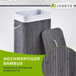 Juskys Bambus Wäschekorb Curly 72 Liter Mit Stoff Wäschesack & Tragegriffen | Wäschebox In Grau 10 Juskys Bambus Wäschekorb Curly 72 Liter Mit Stoff Wäschesack & Tragegriffen | Wäschebox In Grau -OUTSUNNY Verkäufe 8600348200 71551266 prod 005
