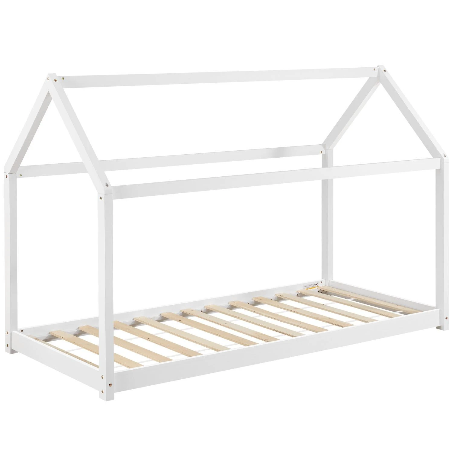 Juskys Kinderbett Carlotta 90 X 200 Cm Matratze, Lattenrost& Dach | Holz | Hausbett In Weiß 2 Juskys Kinderbett Carlotta 90 X 200 Cm Matratze, Lattenrost& Dach | Holz | Hausbett In Weiß – Bild 2