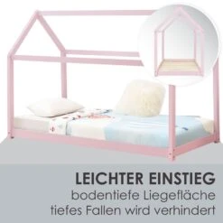 Juskys Kinderbett Carlotta 90 X 200 Cm Matratze, Lattenrost& Dach | Holz | Hausbett In Rose -OUTSUNNY Verkäufe 8600348200 71993758 prod 005
