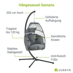 Juskys Hängesessel Samana Inkl. Gestell Aus Stahl Und Großen Kissen – Moderner Indoor Hängekorb -OUTSUNNY Verkäufe 8600348200 72385698 prod 003