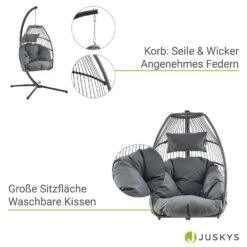 Juskys Hängesessel Samana Inkl. Gestell Aus Stahl Und Großen Kissen – Moderner Indoor Hängekorb -OUTSUNNY Verkäufe 8600348200 72385698 prod 004