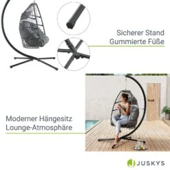Juskys Hängesessel Samana Inkl. Gestell Aus Stahl Und Großen Kissen – Moderner Indoor Hängekorb -OUTSUNNY Verkäufe 8600348200 72385698 prod 005