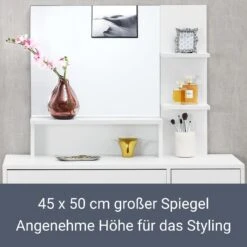 Juskys Schminktisch Zoey Weiß – Frisiertisch Mit LED-Beleuchtung, Spiegel, Schublade & Schrank -OUTSUNNY Verkäufe 8600348200 75620395 prod 004