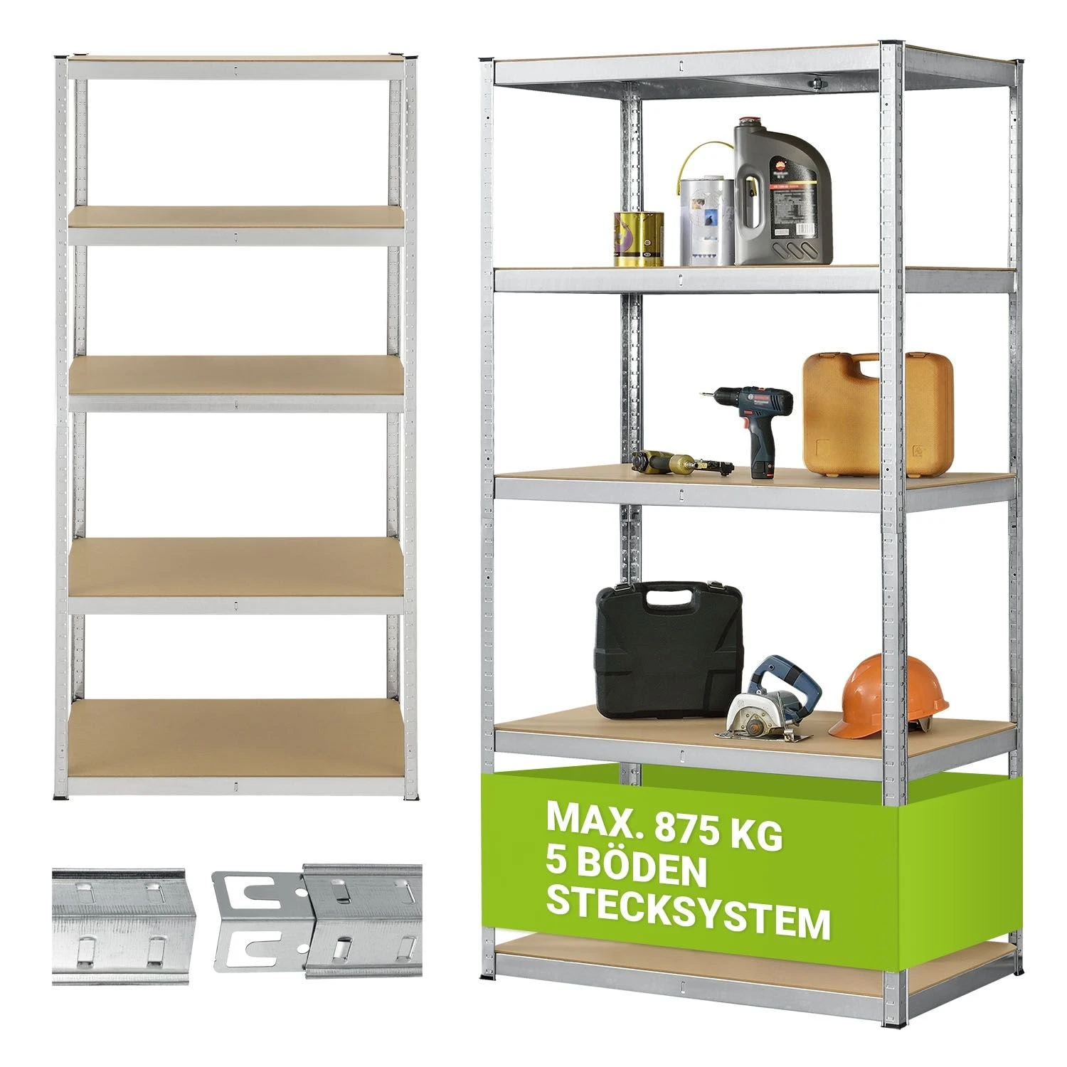 Juskys Lagerregal Basic 200x100x60 Cm – Metall Schwerlastregal, 5 Böden, 875 Kg, Verzinkt 1 Juskys Lagerregal Basic 200x100x60 Cm – Metall Schwerlastregal, 5 Böden, 875 Kg, Verzinkt