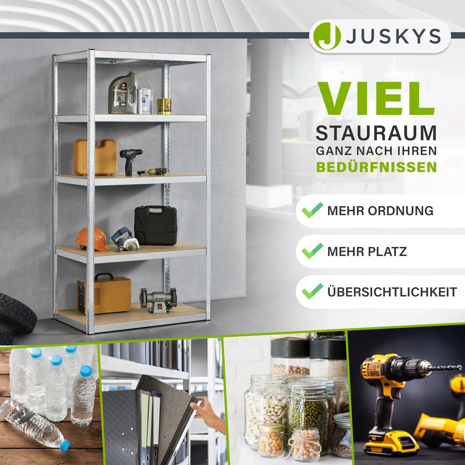 Juskys Lagerregal Basic 200x100x60 Cm – Metall Schwerlastregal, 5 Böden, 875 Kg, Verzinkt 2 Juskys Lagerregal Basic 200x100x60 Cm – Metall Schwerlastregal, 5 Böden, 875 Kg, Verzinkt – Bild 2