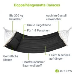 Juskys Hängematte Caracas 230x150 Cm In Anthrazit Aus Baumwolle Mit Kissen Für 2 Personen Bis 300 Kg -OUTSUNNY Verkäufe 8600348200 77797896 prod 003