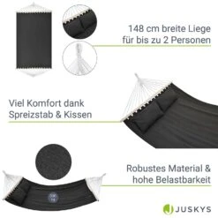 Juskys Hängematte Caracas 230x150 Cm In Anthrazit Aus Baumwolle Mit Kissen Für 2 Personen Bis 300 Kg -OUTSUNNY Verkäufe 8600348200 77797896 prod 004