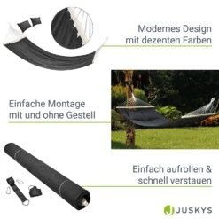Juskys Hängematte Caracas 230x150 Cm In Anthrazit Aus Baumwolle Mit Kissen Für 2 Personen Bis 300 Kg -OUTSUNNY Verkäufe 8600348200 77797896 prod 005