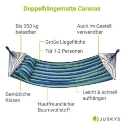 Juskys Hängematte Caracas 230x150 Cm In Grün-Blau Aus Baumwolle Mit Kissen Für 2 Personen Bis 300 Kg -OUTSUNNY Verkäufe 8600348200 77797899 prod 003