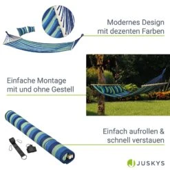 Juskys Hängematte Caracas 230x150 Cm In Grün-Blau Aus Baumwolle Mit Kissen Für 2 Personen Bis 300 Kg -OUTSUNNY Verkäufe 8600348200 77797899 prod 005