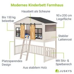 Juskys Kinderbett Farmhaus 90x200 Cm Mit Treppe, Dach & Lattenrost – Hausbett Rosa Für Kinder -OUTSUNNY Verkäufe 8600348200 78731491 prod 003