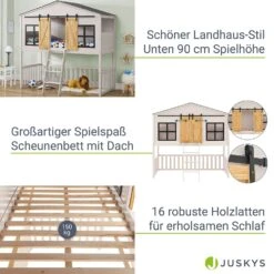 Juskys Kinderbett Farmhaus 90x200 Cm Mit Treppe, Dach & Lattenrost – Hausbett Rosa Für Kinder -OUTSUNNY Verkäufe 8600348200 78731491 prod 004