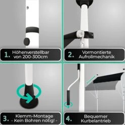 Strattore Klemmmarkise / Balkonmarkise Sonnenschutz 250 X 120 Cm - Anthrazit -OUTSUNNY Verkäufe 8600348300 7088 prod 003