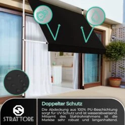 Strattore Klemmmarkise / Balkonmarkise Sonnenschutz 250 X 120 Cm - Anthrazit -OUTSUNNY Verkäufe 8600348300 7088 prod 005