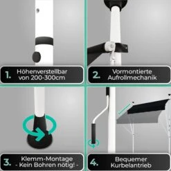 Strattore Klemmmarkise / Balkonmarkise Sonnenschutz 250 X 120 Cm - Beige -OUTSUNNY Verkäufe 8600348300 7089 prod 003