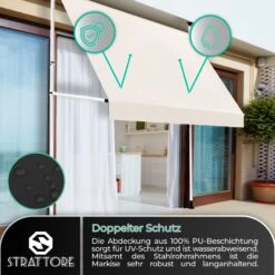 Strattore Klemmmarkise / Balkonmarkise Sonnenschutz 250 X 120 Cm - Beige -OUTSUNNY Verkäufe 8600348300 7089 prod 005