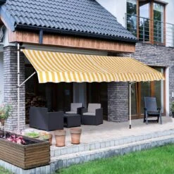 Strattore Klemmmarkise / Balkonmarkise Sonnenschutz 350 X 120 Cm - Gelb/Weiß