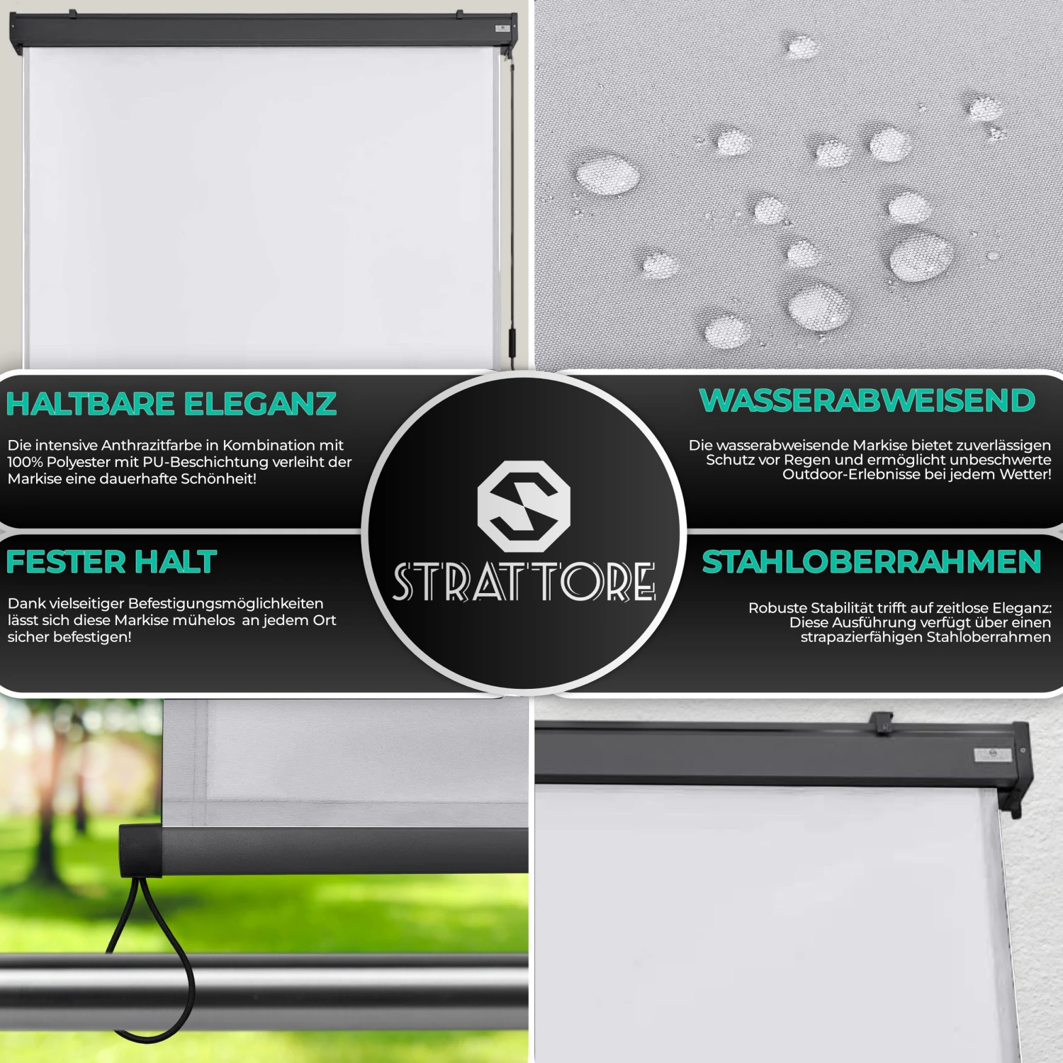 Strattore Ausziehbare Senkrechtmarkise / Vertikalmarkise 120 X 250 Cm - Hellgrau 2 Strattore Ausziehbare Senkrechtmarkise / Vertikalmarkise 120 X 250 Cm - Hellgrau – Bild 2