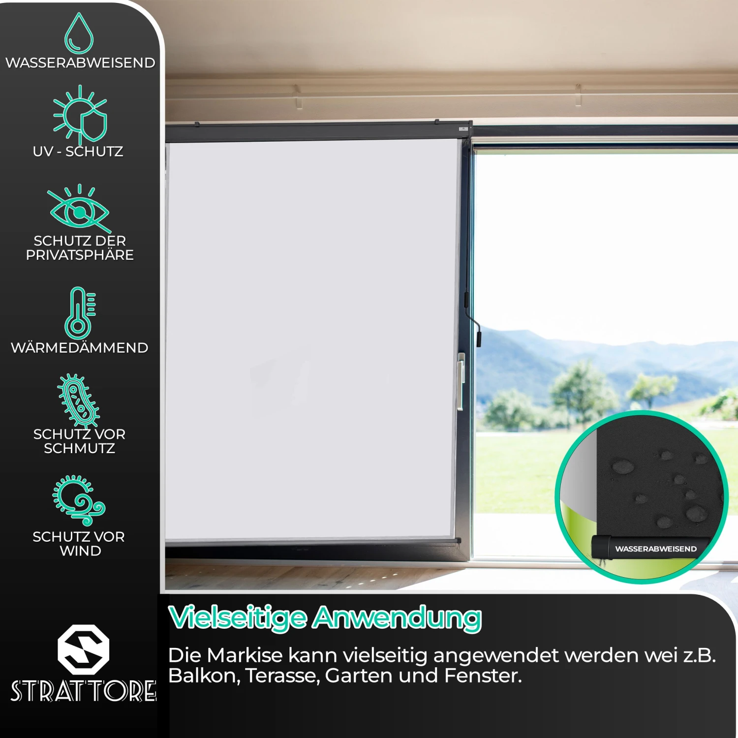 Strattore Ausziehbare Senkrechtmarkise / Vertikalmarkise 120 X 250 Cm - Hellgrau 4 Strattore Ausziehbare Senkrechtmarkise / Vertikalmarkise 120 X 250 Cm - Hellgrau – Bild 4
