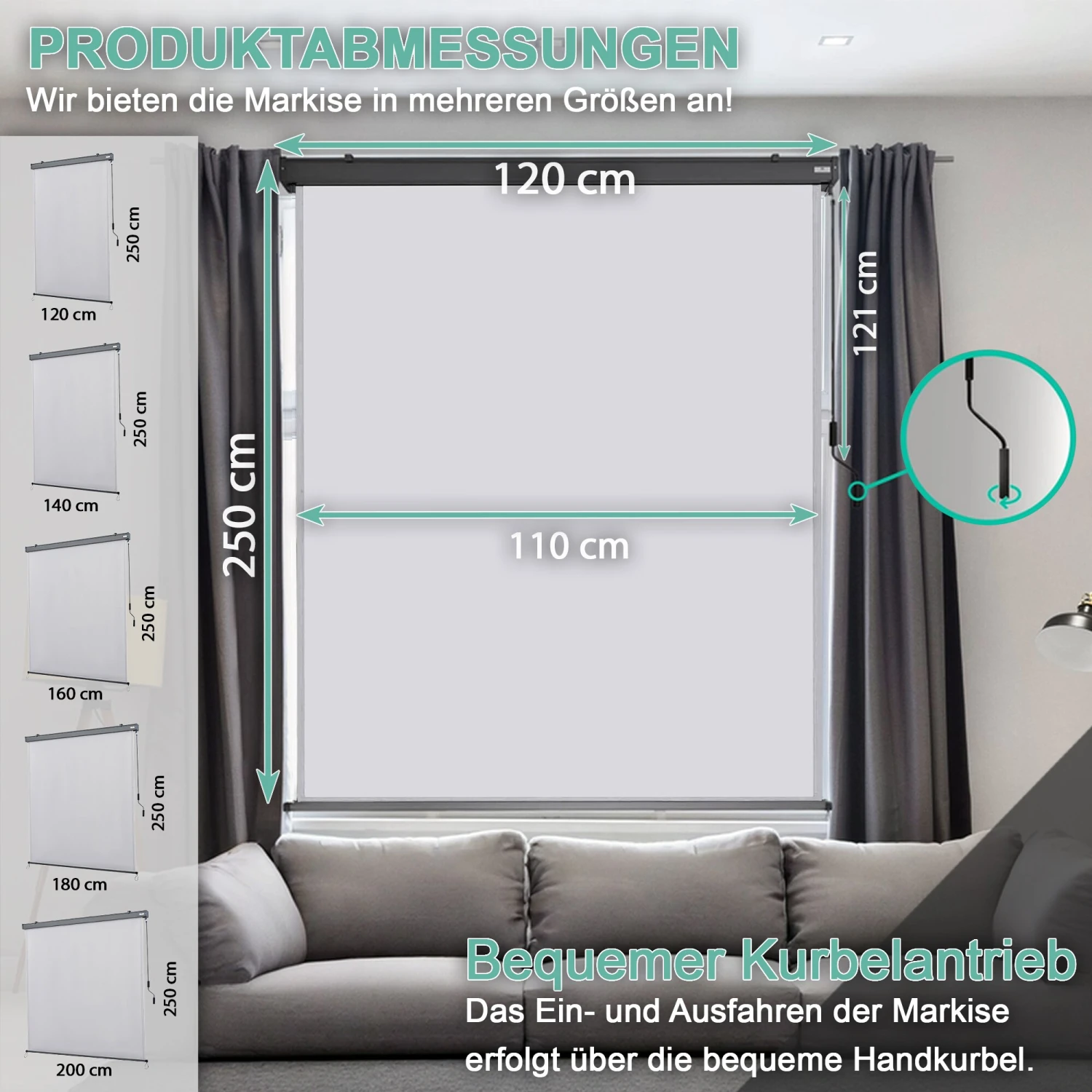 Strattore Ausziehbare Senkrechtmarkise / Vertikalmarkise 120 X 250 Cm - Hellgrau 5 Strattore Ausziehbare Senkrechtmarkise / Vertikalmarkise 120 X 250 Cm - Hellgrau – Bild 5