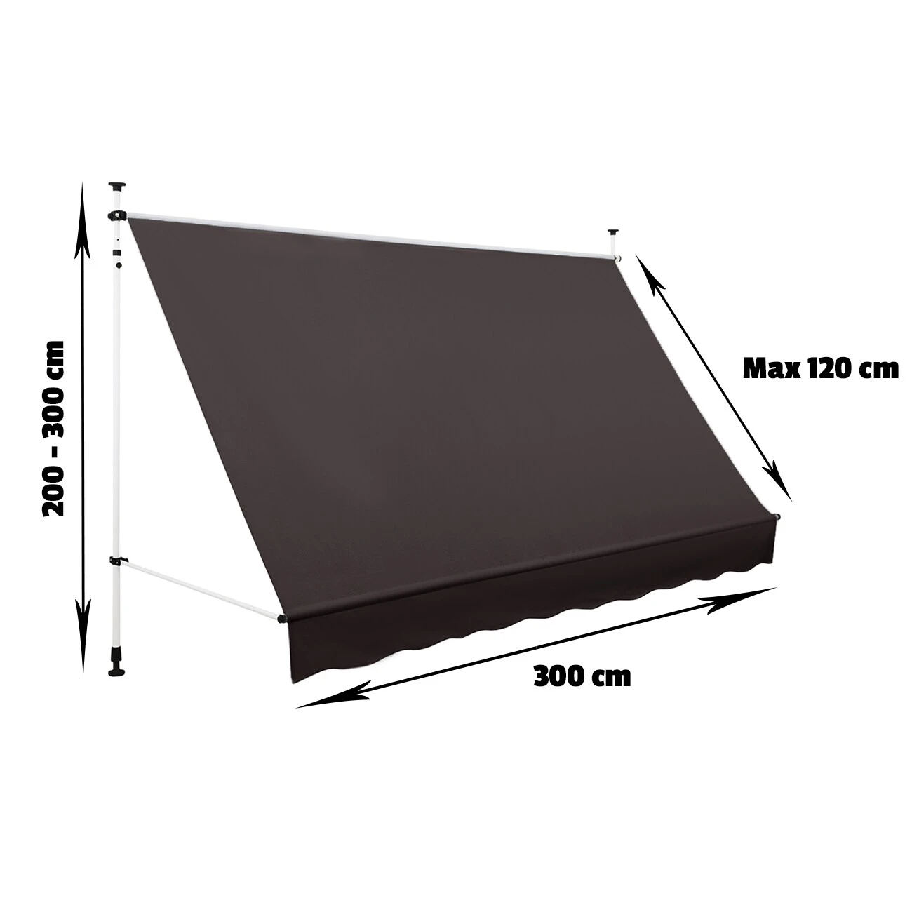 Strattore Klemmmarkise 300 X 120 Cm - Anthrazit Balkonmarkise Sonnenschutz 3 Strattore Klemmmarkise 300 X 120 Cm - Anthrazit Balkonmarkise Sonnenschutz – Bild 3