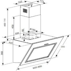 PKM S7-90ABTH Dunstabzugshaube 90cm Schräghaube Glas Randabsaugung -OUTSUNNY Verkäufe 8600349300 1068 prod 003