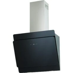 PKM S3-60 ABTZ Schwarz Glas Edelstahl Dunstabzugshaube Schräghaube