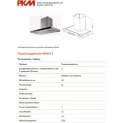 PKM 8090G Z LED 90cm Edelstahl Kaminabzugshaube Dunstabzugshaube A -OUTSUNNY Verkäufe 8600349300 1270 prod 005