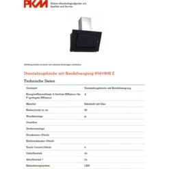 Umluftset Dunstabzugshaube + Aktivkohlefilter PKM 9040/90BZ Schwarz 90 -OUTSUNNY Verkäufe 8600349300 1402 prod 004
